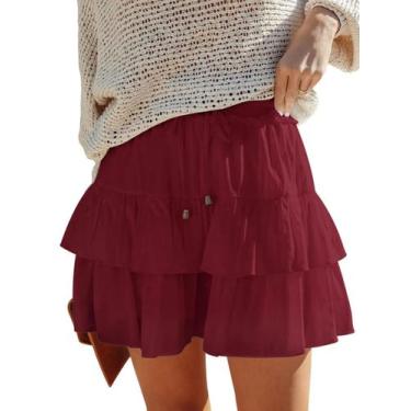 Imagem de Shorts Woudery Flowy para mulheres, boho, babados, saias em camadas - 