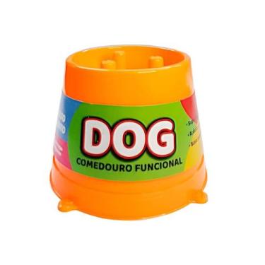 Imagem de Comedouro Alto Lento Anti-Formiga Pet Plástico Laranja - Shopmix