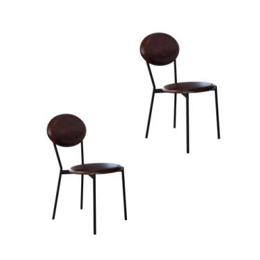 Imagem de Conjunto 2 Cadeiras de Jantar Vintage Elipse Tecido Revest Sintético E