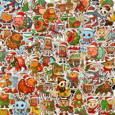 Imagem de Adesivos de Natal Italian Brainrot Animals, 150 peças (1,2 × 1,15 cm cada), pacote de vinil à prova d'água para laptop, garrafa de água, capa de telefone, skate, bagagem, scrapbook, decalques de
