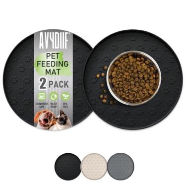 Imagem de AVYDIIF Tapetes de Alimentação para Animais de Estimação para Comida E Água, Jogos Americanos Antiderrapantes À Prova D'Água para Tigela de Cachorro E Gato, Pacote com 2 Tapetes de Silicone para Comid
