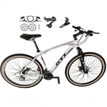 Imagem de Bicicleta Aro 29 Gti Roma 21v Câmbios Shimano Freio Disco Hidráulico Suspensão Pneu Faixa - Branco Tam.15
