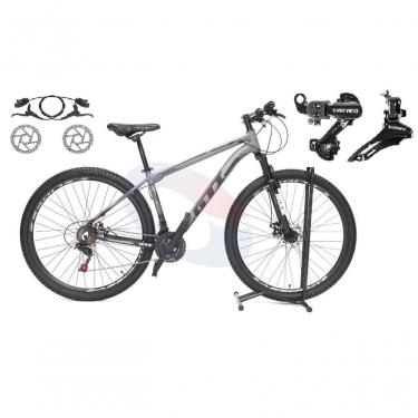 Imagem de Bicicleta Aro 29 Gti Roma 21v Alumínio Câmbios Shimano Freio Disco Hidráulico Garfo Suspensão - Cinza-preto Tam.19