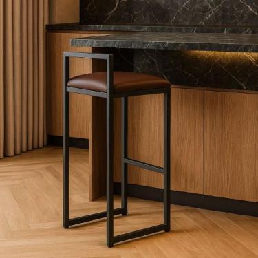 Imagem de Banqueta Industrial Alta Sala Jantar Bar Bancada Cozinha - Black House