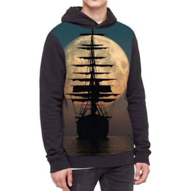 Imagem de Moletom Com Capuz Barco Navio No Mar Ref:551 - smoke, Preto, GG