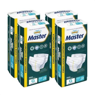 Imagem de Kit com 4 - Fralda Geriatrica Descartavel KISSES Master Tam G (112 FRALDAS TOTAL)