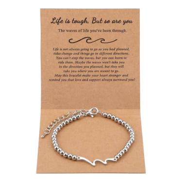 Imagem de Mikovivi Pulseira de onda para mulheres, pulseira inspiradora de ondas, pulseiras motivacionais A pulseira Wave of Life Get Well Feel Better Gifts Anime, presentes inspiradores para mulheres, Medium,