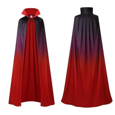 Imagem de HAPNBCELE Capa reversível com capuz medieval para adultos e homens, mulheres, fantasia de vampiro diabo para festa de máscaras de Natal de Halloween (preto e vermelho)