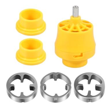 Imagem de Conjunto prático de rosqueador de tubos de PVC com 3 matrizes 1/5.1 cm 3/10.2 cm e 2.5 cm eficiente ferramenta de encanamento de tubo de PVC (amarelo)