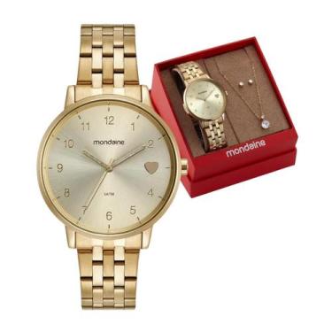 Imagem de Relógio Feminino Mondaine Coração Dourado À Prova D'Água 50M 32597Lpmk
