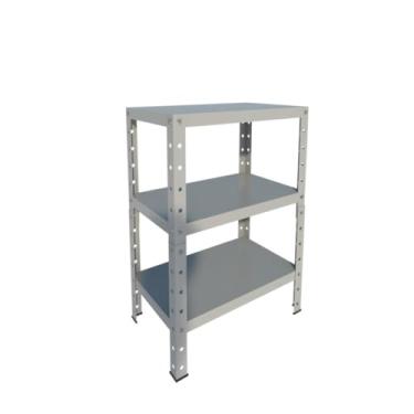 Imagem de Estante Prateleira Armário Aço Pequena para até 45kg Cinza Multiuso 3 Bandejas 65cm altura x 30cm profundidade x 45cm largura