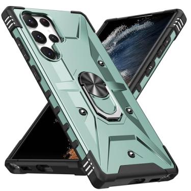 Imagem de SORAKA Capa para Samsung Galaxy S23 Ultra com suporte para anel,PC rígido e TPU macio,proteção dupla 2 em 1,compatível com suportes magnéticos para carros