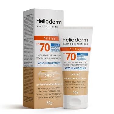 Imagem de Protetor Solar Facial Helioderm FPS70 Oil Free 3 em 1 Cor Bege Médio 3.0 - 50g