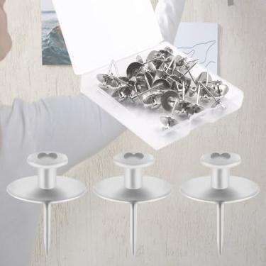 Imagem de 30 peças de pregos, tachas de polegar para pendurar na parede, gancho pequeno decorativo para decoração de quadro de cortiça de drywall (preto)