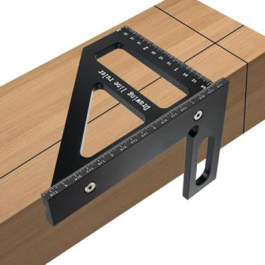 Imagem de Régua de medição multiângulo 3D, ferramentas de marcenaria de alta precisão de 45/90 graus, liga de alumínio, régua de triângulo, medindo, preto