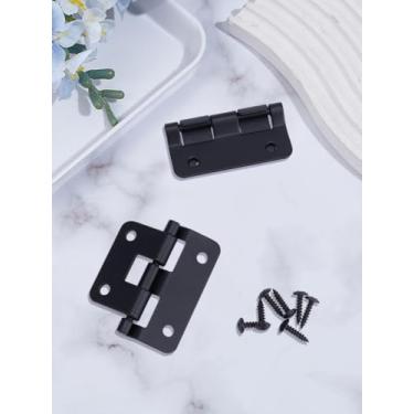 Imagem de 2 conjuntos de dobradiças de ferro, acessórios de porta de guarda-roupa retangular preto com parafusos de aço carbono, cabides de moldura confiáveis para placas decorativas de tela de sinalização