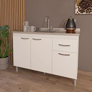 Imagem de Balcão Gabinete de Cozinha 120cm Para Pia Sem Tampo (Branco)