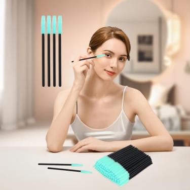 Imagem de 50 pincéis de cílios descartáveis, varinha de rímel de silicone, kits de maquiagem de carretéis de silicone macio para cuidados pessoais, extensões de sobrancelha e cílios (preto + verde)