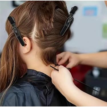Imagem de 5 peças de clipes de cabelo de jacaré preto, aderência antiderrapante profissional para pentear, colorir e permanentes, grampos de cabelo de plástico durável para salão de beleza e uso doméstico