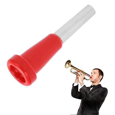 Imagem de Bocal de trompete para estudantes e profissionais, estrutura de metal durável com tampa ABS, acessórios de desempenho de tom brilhante, melhora a clareza do som e a ressonância (vermelho)