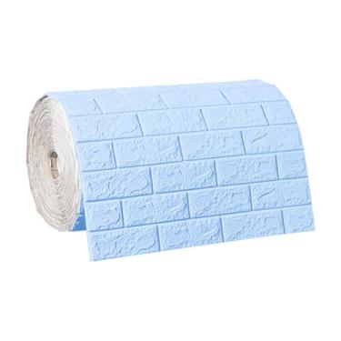 Imagem de Generic Painéis de parede com efeito 3D, papel de parede de tijolo falso, adesivo decorativo, papel de à prova d'água para quarto de criança, casa e, Azul