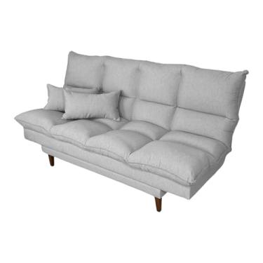Imagem de Sofá-Cama Reclinável Andorra Linho Cinza Claro Casal 3 Lugares Casa Imperial Aconchegante Soft