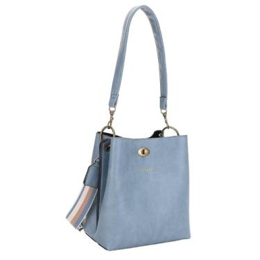 Imagem de Liz Soto Bolsa balde Lola - Bolsa balde em couro vegano e alças intercambiáveis, transversal, compartimentos, bolso interno, Jeans, Lola