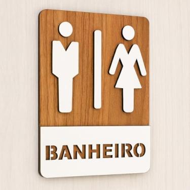 Imagem de Placa De Sinalização Para Banheiro Unissex Em Mdf Amadeirado