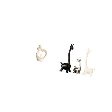 Imagem de Fenteer Estatueta Artística de Casal de Girafas em Resina Cerâmica, Ornamento Moderno E Criativo para Mesa, Armário, Escritório, Estante, Quarto, Decoração de