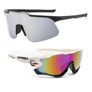 Imagem de Óculos De Sol Espelhado Bike Vôlei Corrida Proteção UV Kit 2-Unissex