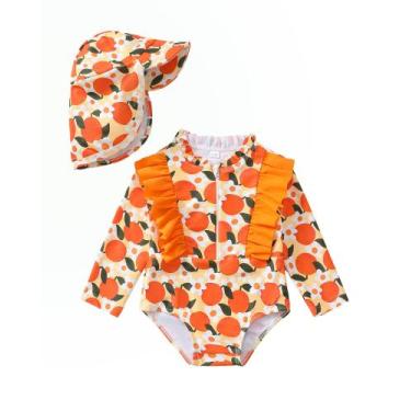 Imagem de Maiô SUNNY PIGGY Baby Girl de manga comprida com babado 0-2y