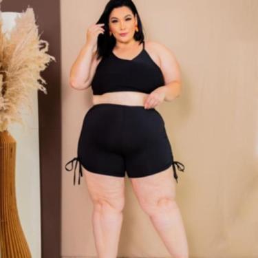 Imagem de Conjunto Biquini Plus Size e Short com Cordão ao lado Top Trançado - M
