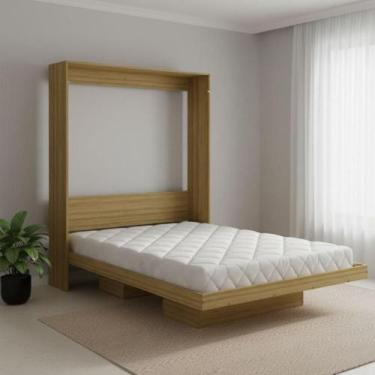Imagem de Cama de Casal Articulada com 2 Nichos - Amêndoa - Tecno Mobili, Marrom