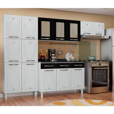 Imagem de Armário De Cozinha De Aço 4 Peças Com Balcão Star Branco Com Preto