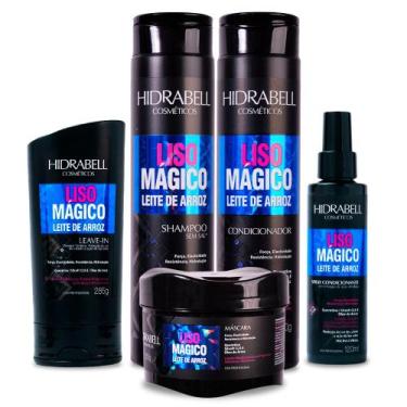 Imagem de Combo Liso Mágico Leite de Arroz Hidrabell Tamanho Viagem Antifrizz e 