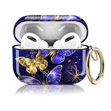 Imagem de Capa compatível com AirPod Pro 2ª/1ª geração 2023/2022/2019, capas fofas com chaveiro dourado para Air Pod Pro 2 e 1, para homens, mulheres e meninas (borboleta fofa)