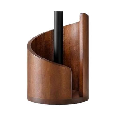 Imagem de KiBcsLic Suporte de madeira para papel toalha, suporte de chão para rolo de papel, organizador decorativo rústico para guardanapos, ideal para escritório, Madeira Escura