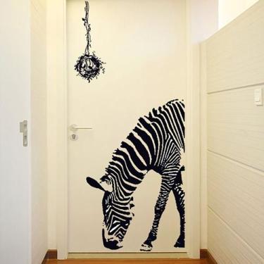 Imagem de Adesivos de parede Zebra com listras pretas e brancas em PVC 60x90cm -