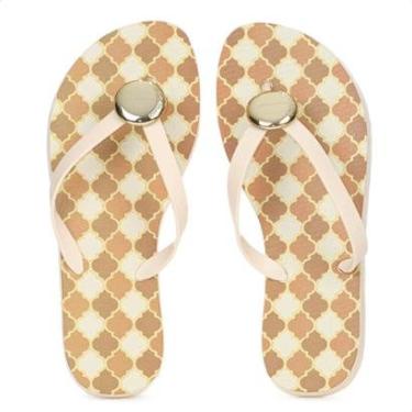 Imagem de Chinelo Brizza Arezzo Estampado Off White e Laranja - Feminino-Feminino