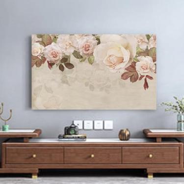 Imagem de Capa protetora contra poeira para TV interna de 82 a 80 polegadas com estampa floral Protetor de tela universal LCD/LED de tecido lavável para sala de estar e quarto decoração-flor1||65 polegadas