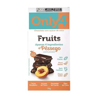 Imagem de Chocolate 70% Cacau com Pêssego Sem Lactose Vegano Only4 70G