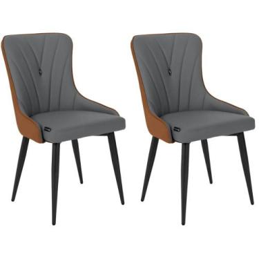 Imagem de Kit 2 Cadeiras de Jantar Estofada Verona Design Italiano Encosto Anatô