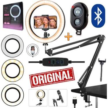Imagem de Ring Light Luminária Luz Celular + Suporte Braço Articulado - Leffa Sh