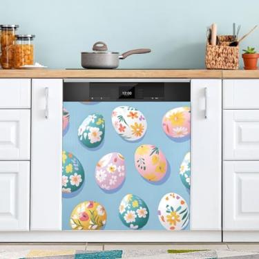 Imagem de ATTX Capa magnética para lava-louças ovos coloridos de Páscoa, 58,4 cm C x 66 cm A, decoração da capa da máquina de lavar louça, decalques para armário doméstico e eletrodomésticos adesivos #100