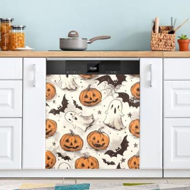 Imagem de ATTX Linda capa de ímã para lava-louças, elemento de Halloween, 58,4 cm C x 66 cm A, decoração da capa da máquina de lavar louça, decalques de armário doméstico e eletrodomésticos adesivos #218