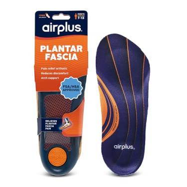 Imagem de Airplus Palmilha ortopédica para fascite plantar 3/4 de comprimento - concha de espuma e salto de gel - bojo profundo no calcanhar, suporte para arco do pé - amortecimento macio e estabilidade