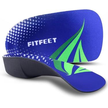 Imagem de FitFeet Palmilhas de suporte de arco 3/4 para homens e mulheres, palmilhas para fascite plantar, inserções ortopédicas para pés chatos sobre pronação, palmilhas rígidas de suporte