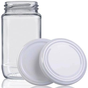 Imagem de Kit 12 Potes De Vidro Azeitona 355 Ml Com Tampa Branca