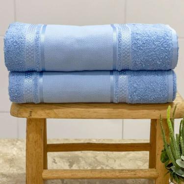 Imagem de Toalha De Banho Para Bordar Teka Criativa 70x135cm Azul Claro