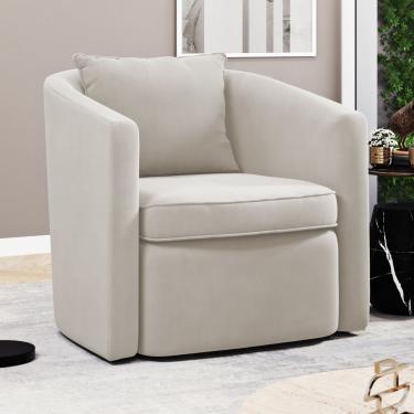 Imagem de Poltrona Decorativa Sala De Estar Aimê Veludo Bege Claro - Desk Design